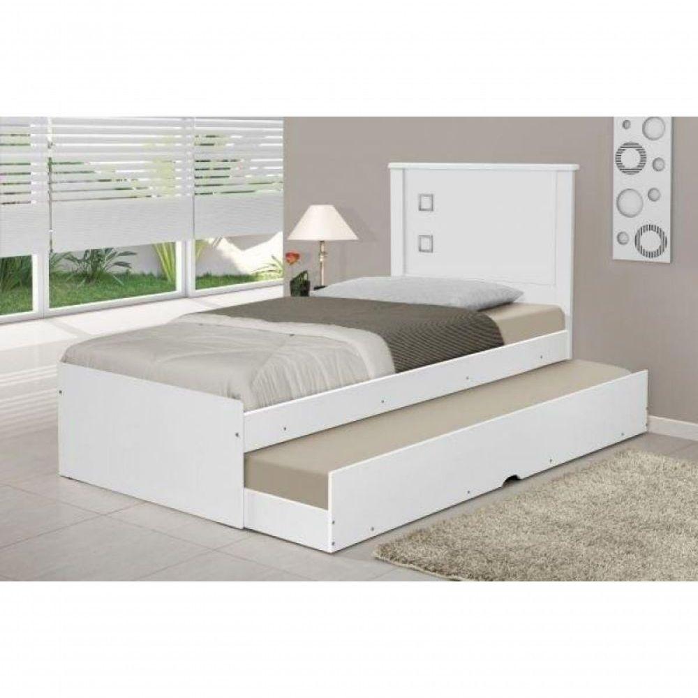 Miniatura Cama Bibox Solteiro Barcelona Branco Com Colchões