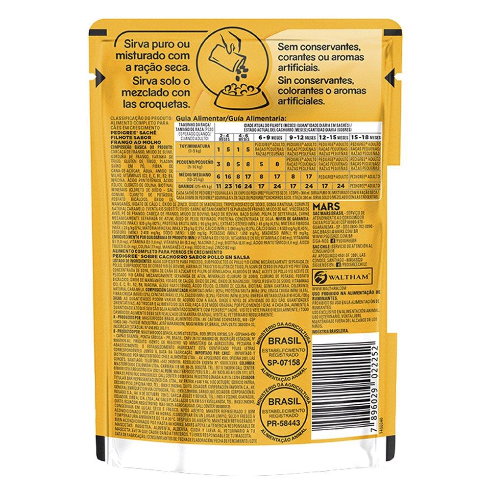 Miniatura Kit Ração Úmida Pedigree Sachê Frango ao Molho para Cães Filhotes - 36 Unidades