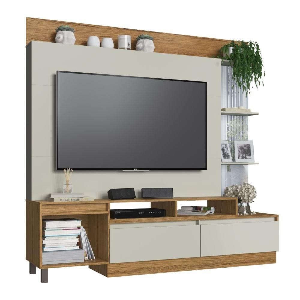Miniatura Home para Tv 1 Porta e 2 Gavetas Naturalle/Cristalo