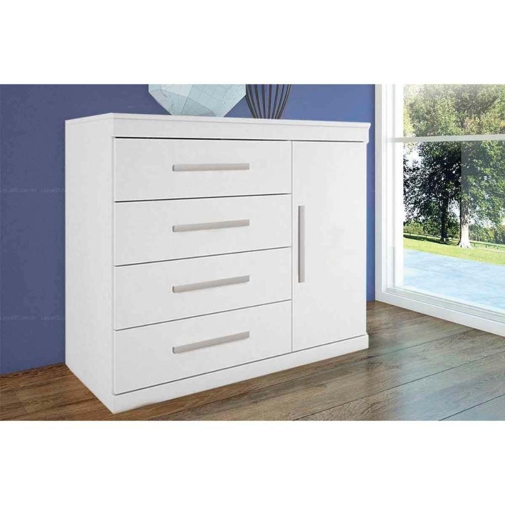 Miniatura Cômoda De Quarto 1.4 Plus C/ 1 Porta E 4 Gavetas Branco - Santos Andirá
