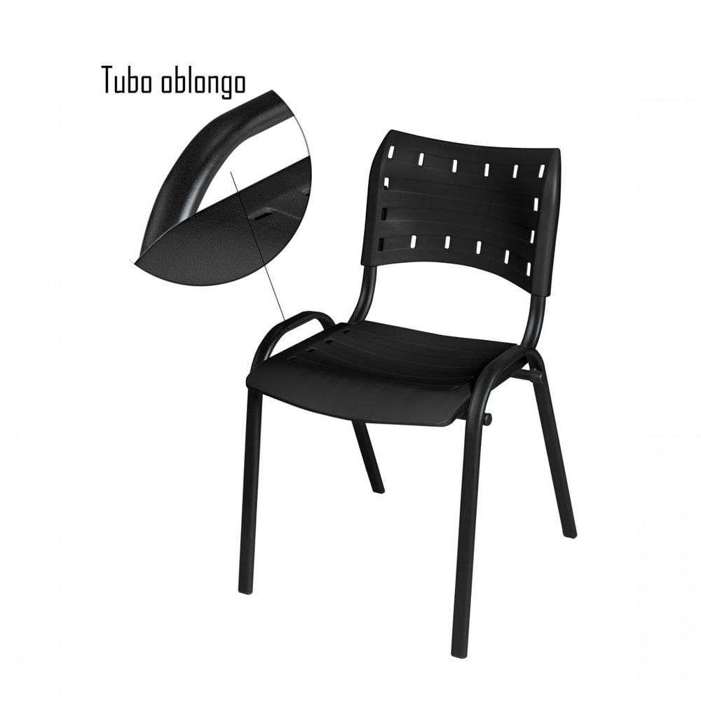 Miniatura Cadeira Iso Base Branco Escola, Escritório Preto Kit 5 Un