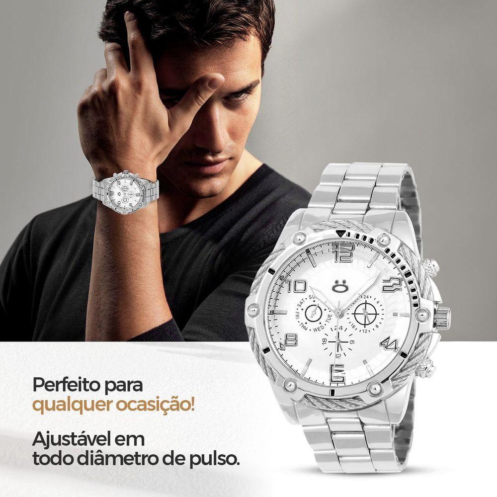Relogio Masculino Prata + Caixa Religiao Original Cruz Jesus