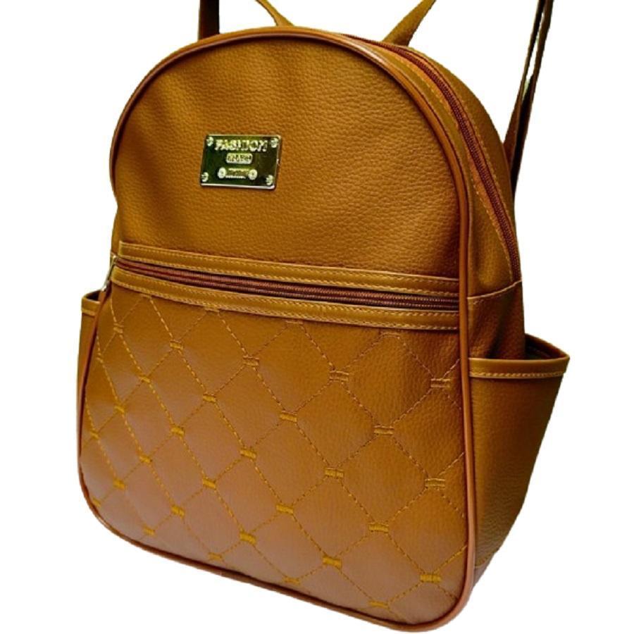 Miniatura Bolsa Mochila Marrom Claro Feminina Barata Moderna Elegante
