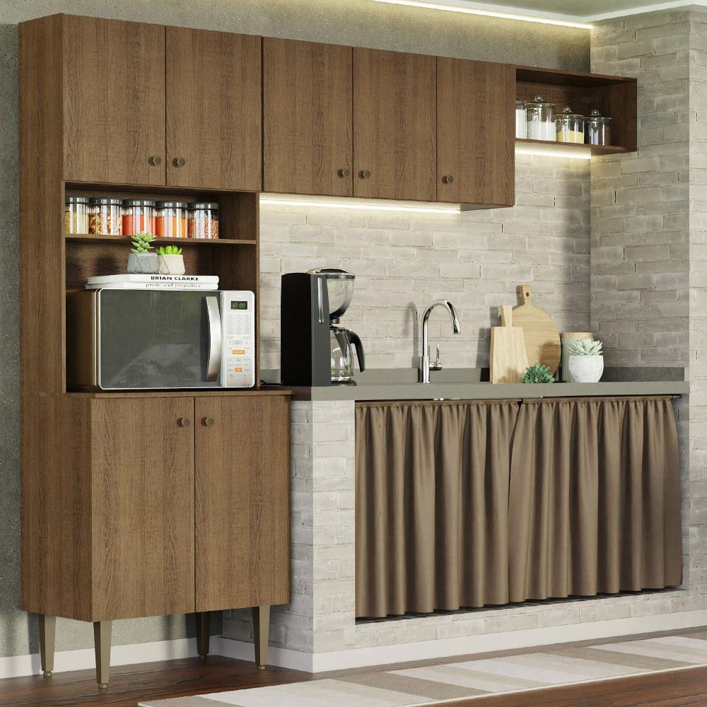 Miniatura Armário de Cozinha Compacta Quiosque 235cm Gourmet Madesa 01 Rustic