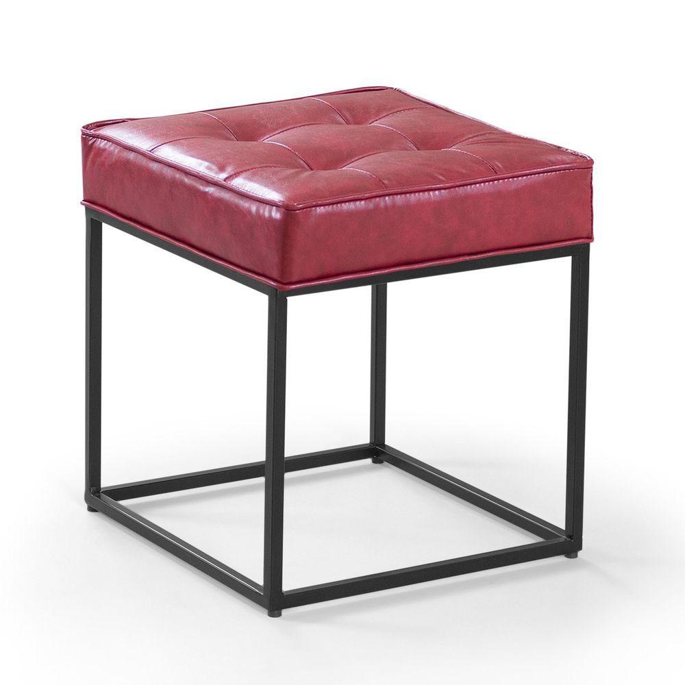 Miniatura Puff Cubo Metálico Cor Courino Vermelho