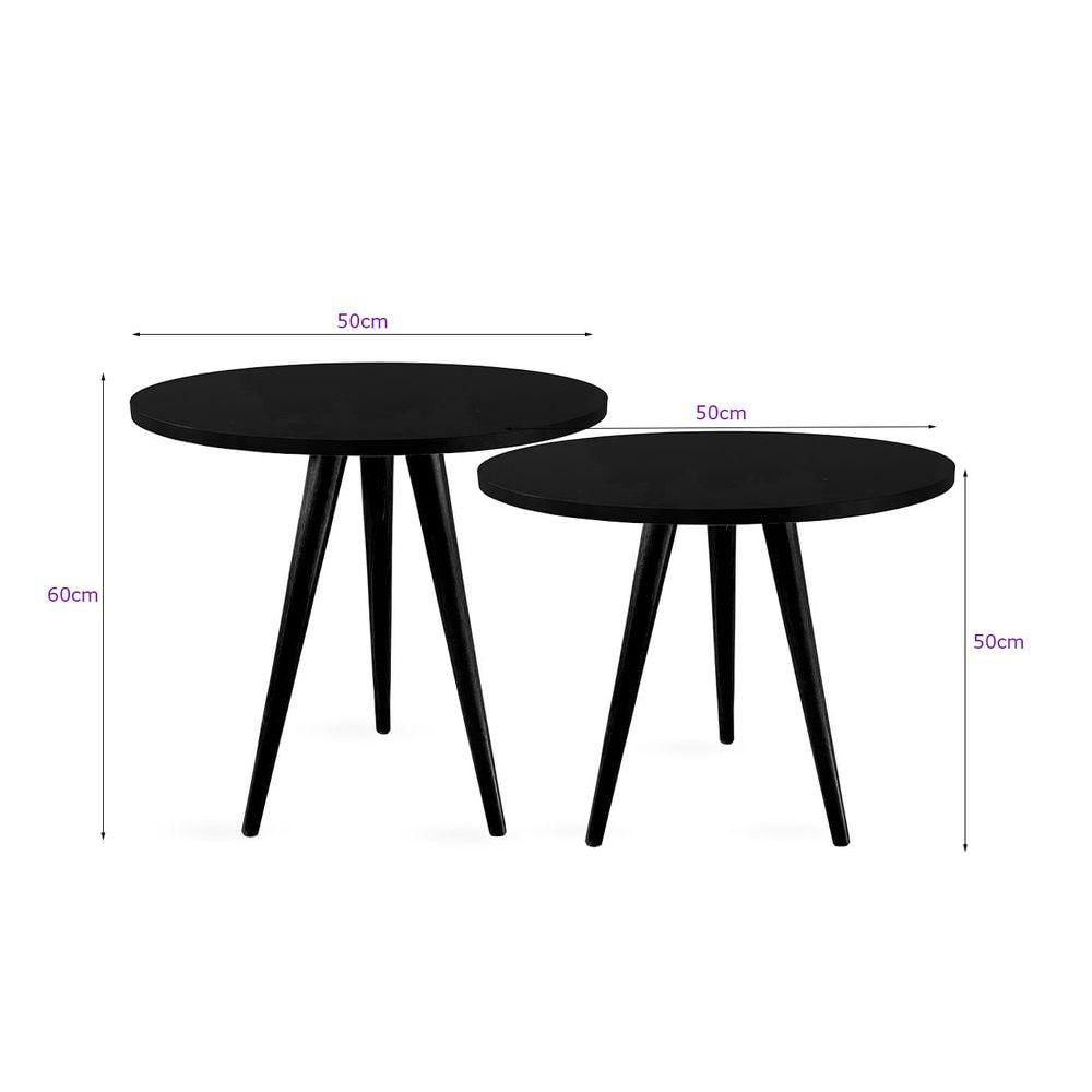 Miniatura Conjunto Mesa Lateral De Canto Tripé Espelhada Preto