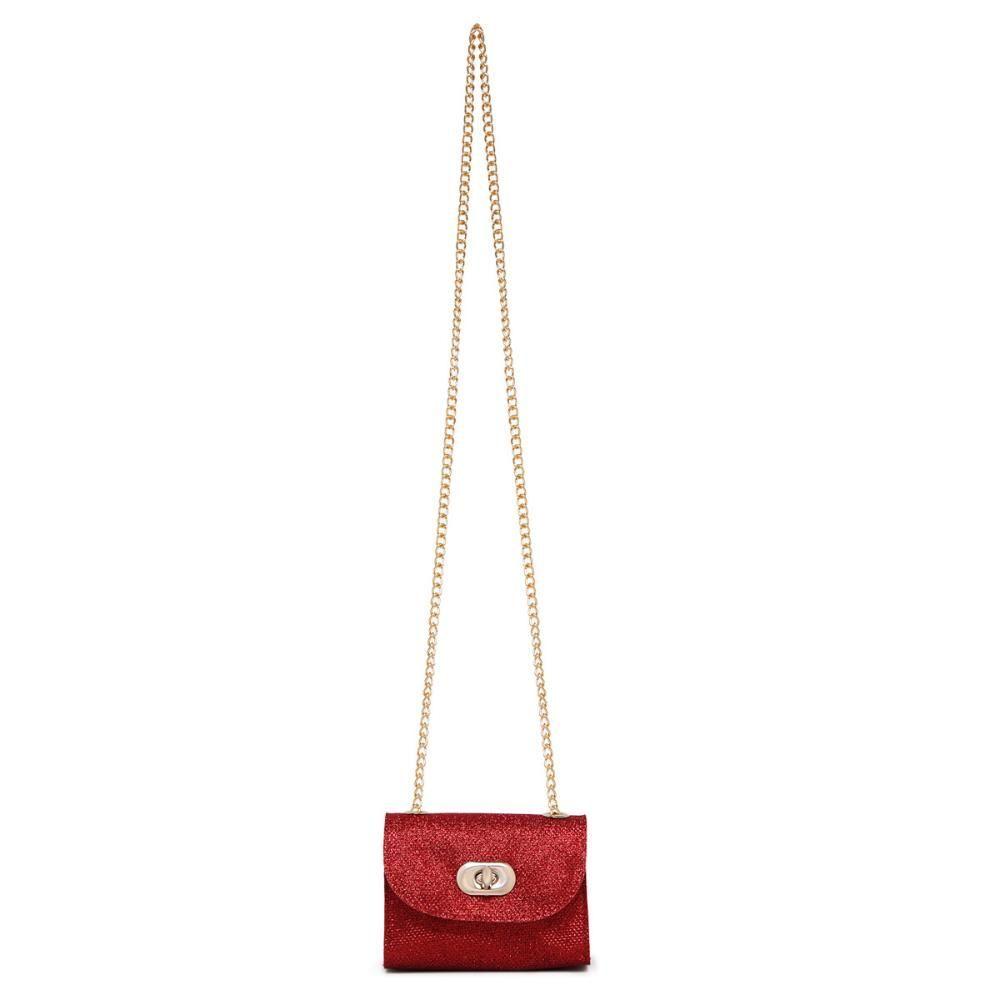 Miniatura Bolsa Pequena Feminina Transversal De Festa Elegante Brilho Vermelho