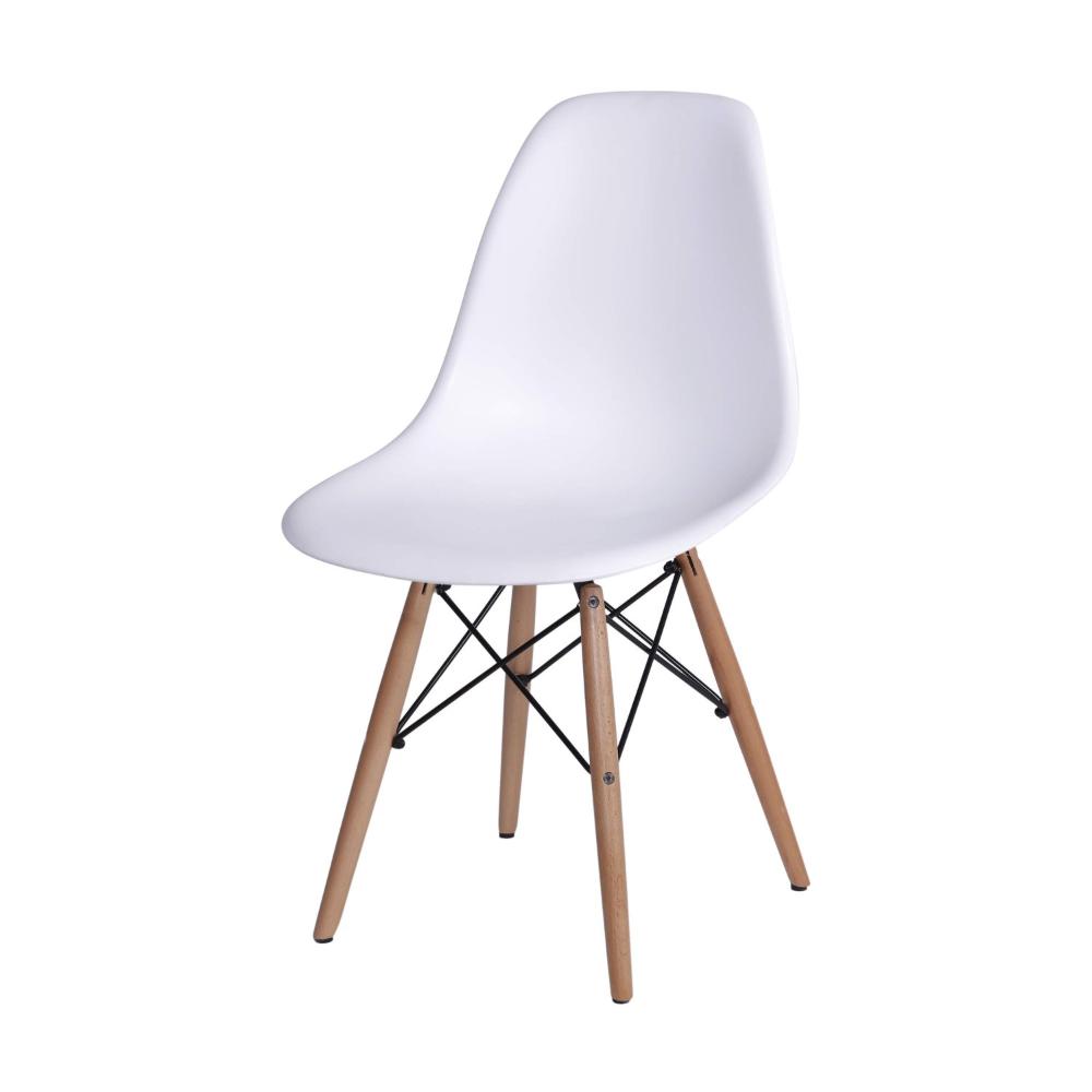 Miniatura Conjunto 4 Cadeiras Eames DKR Base Madeira OR Design Branco