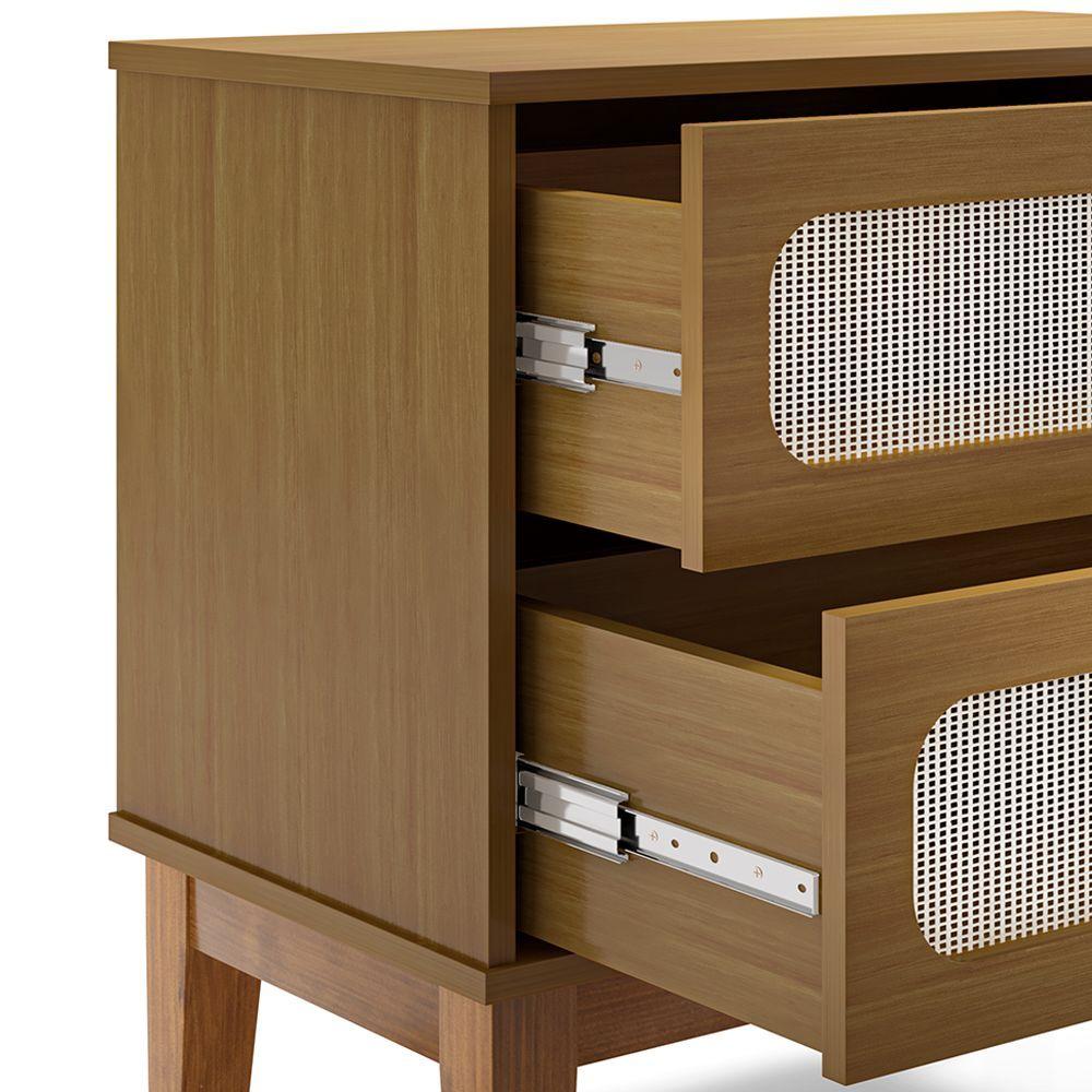 Miniatura Mesa De Cabeceira 2 Gavetas Santorini Amêndoa 60 Cm Palhinha Indiana - Cor: Bege