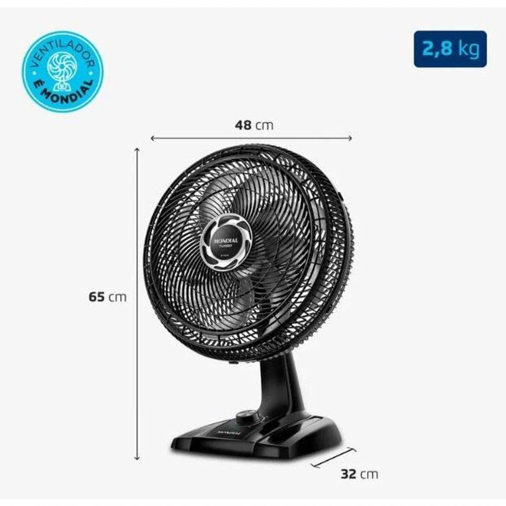 Ventilador De Mesa 40cm Turbo Nvt-40-8p-b Preto/prata 110V
