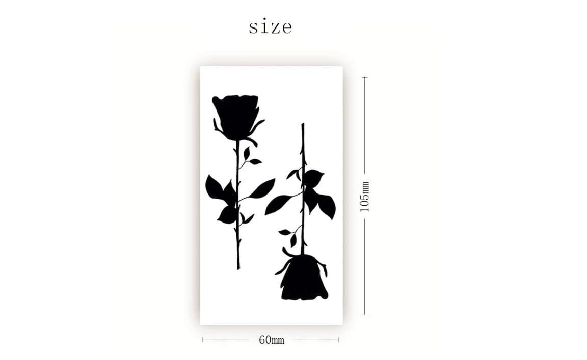 Miniatura Tatuagem Temporária Rosa Preta Dark Estilo Tattoo