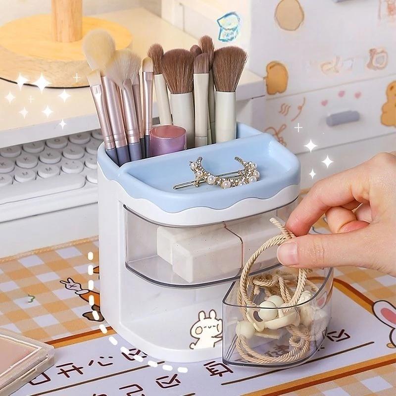 Miniatura Porta Treco Azul E Branco Multiuso Com Gaveta Top House