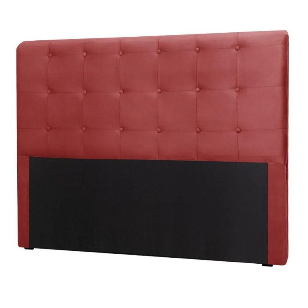 Miniatura Cabeceira Cama Box Quarto King Size Paola 195 Cm Veludo Speciale Home Vermelho