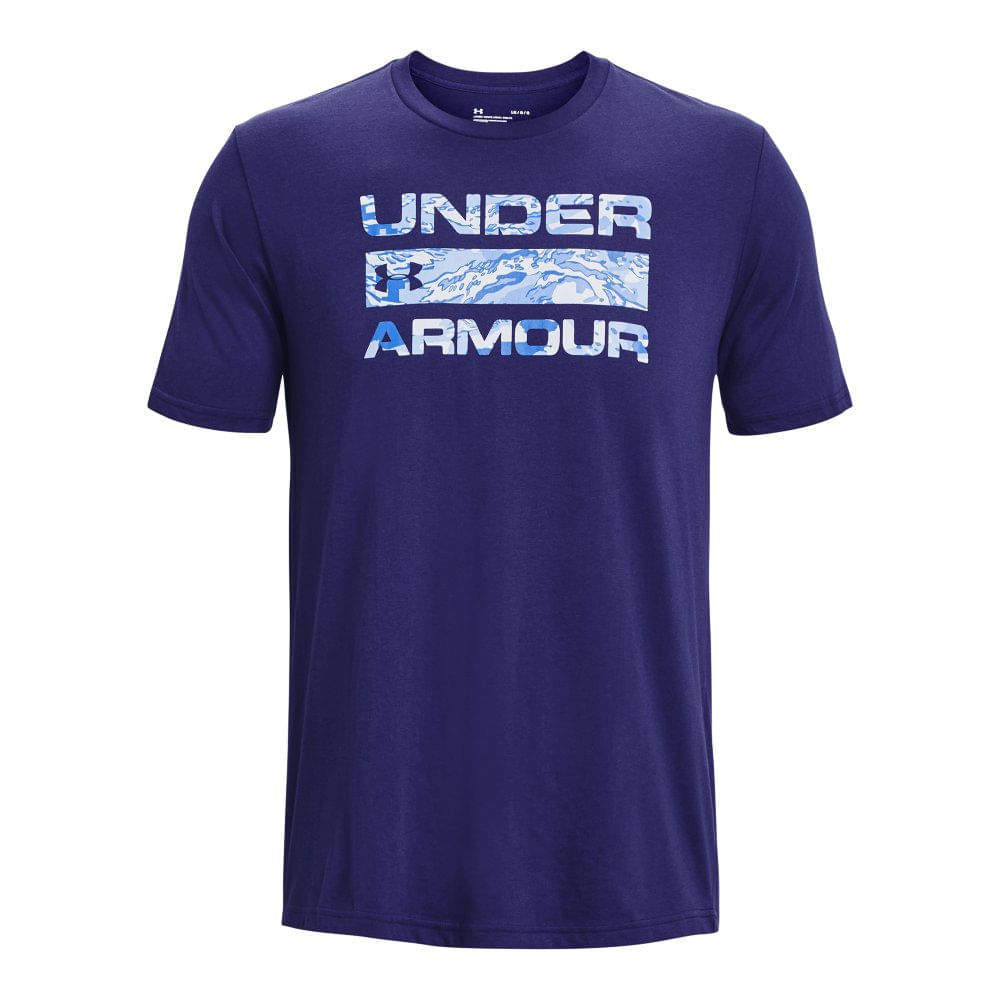 Miniatura Camiseta de Treino Masculina Under Armour Stacked Logo Fill SS Azul - G
