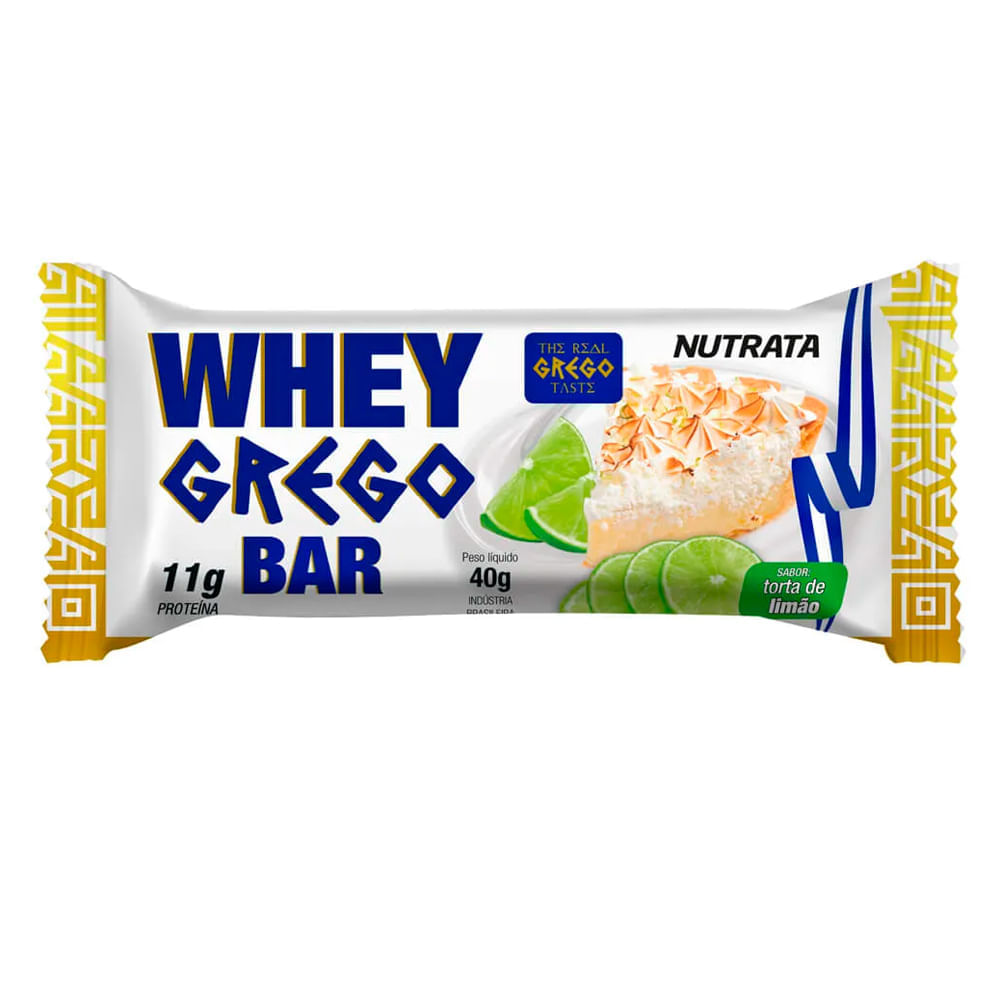 Miniatura Barra de Proteína Whey Grego Bar Nutrata Sabor Torta de Limão com 11g de Proteína 40g