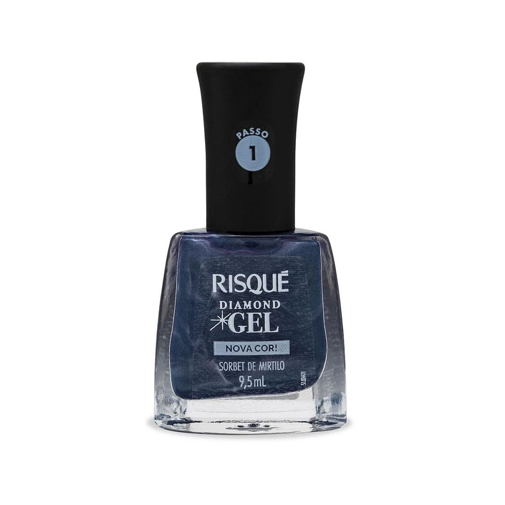 Miniatura Esmalte Risqué Daimond Gel Metálico Sobert De Mirtilo 9,5ml