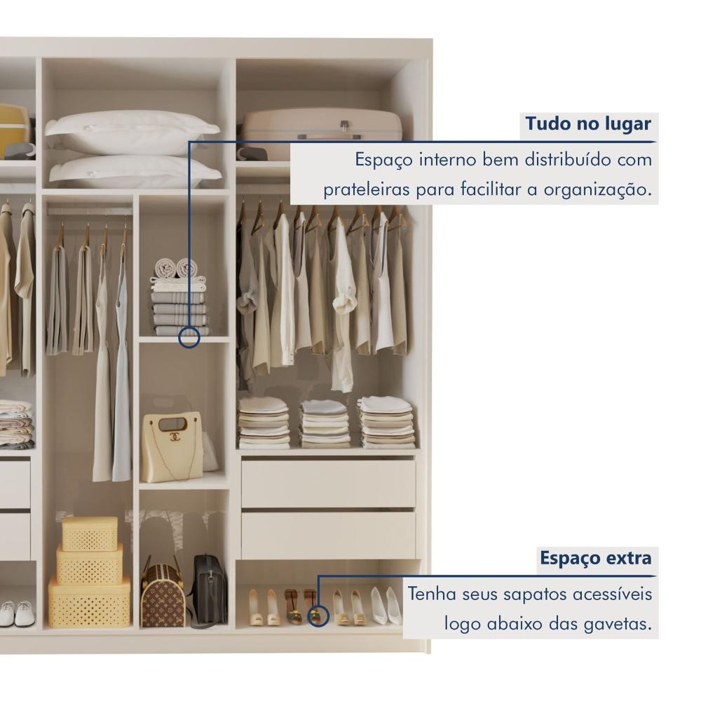 Miniatura Closet Casal sem Portas 4 Gavetas Miami Branco