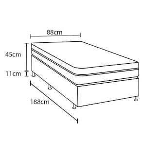 Miniatura Cama Box Conjugada Solteiro Herval Nature com Pillow Inn e Molas Bonnel 56x88x188cm - Cinza/Branco Floral