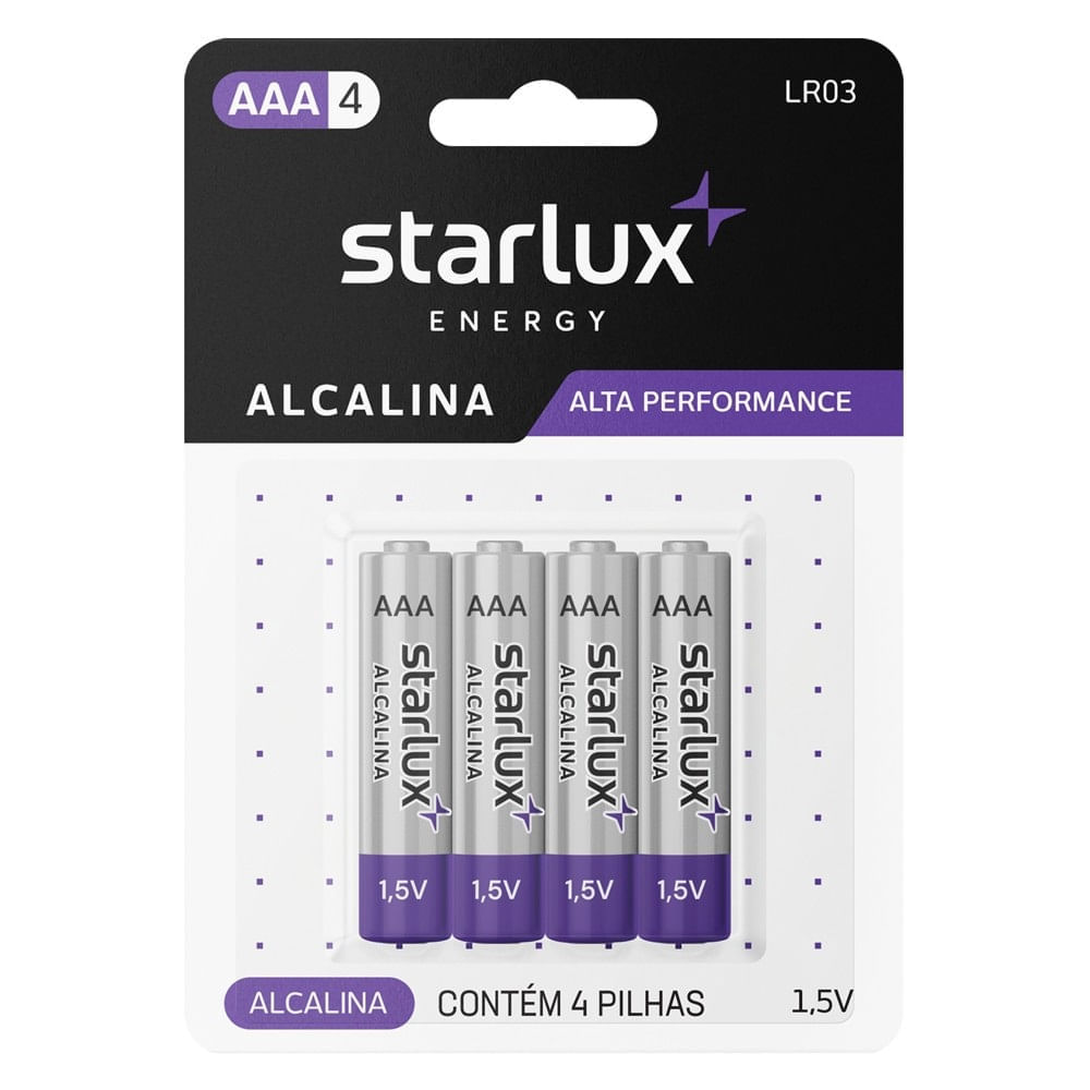Miniatura Pilha Starlux Energy Alcalina AAA 4 Unidades