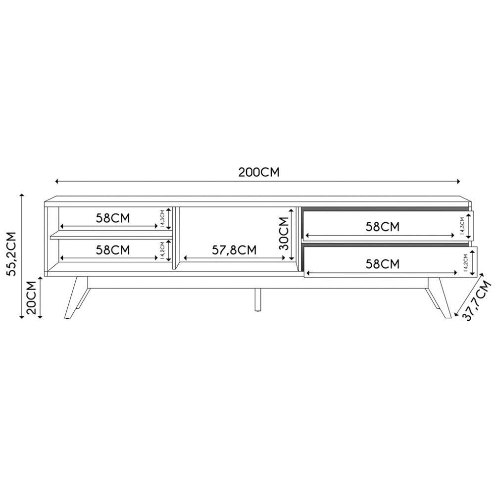 Painel Para Tv 75 Pol Chile E Rack Bancada Itália C05 Off White Matte/freijó - Mpozenato