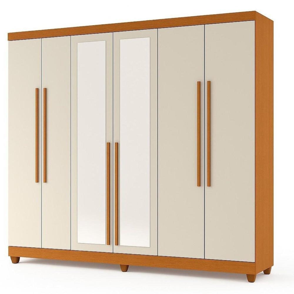 Miniatura Guarda-roupa Casal com Espelho Apolo Freijó/Off White