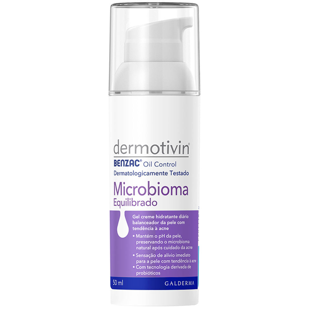 Miniatura Gel Creme Hidratante Dermotivin Benzac Oil Control Microbioma Equilibrado 50ml