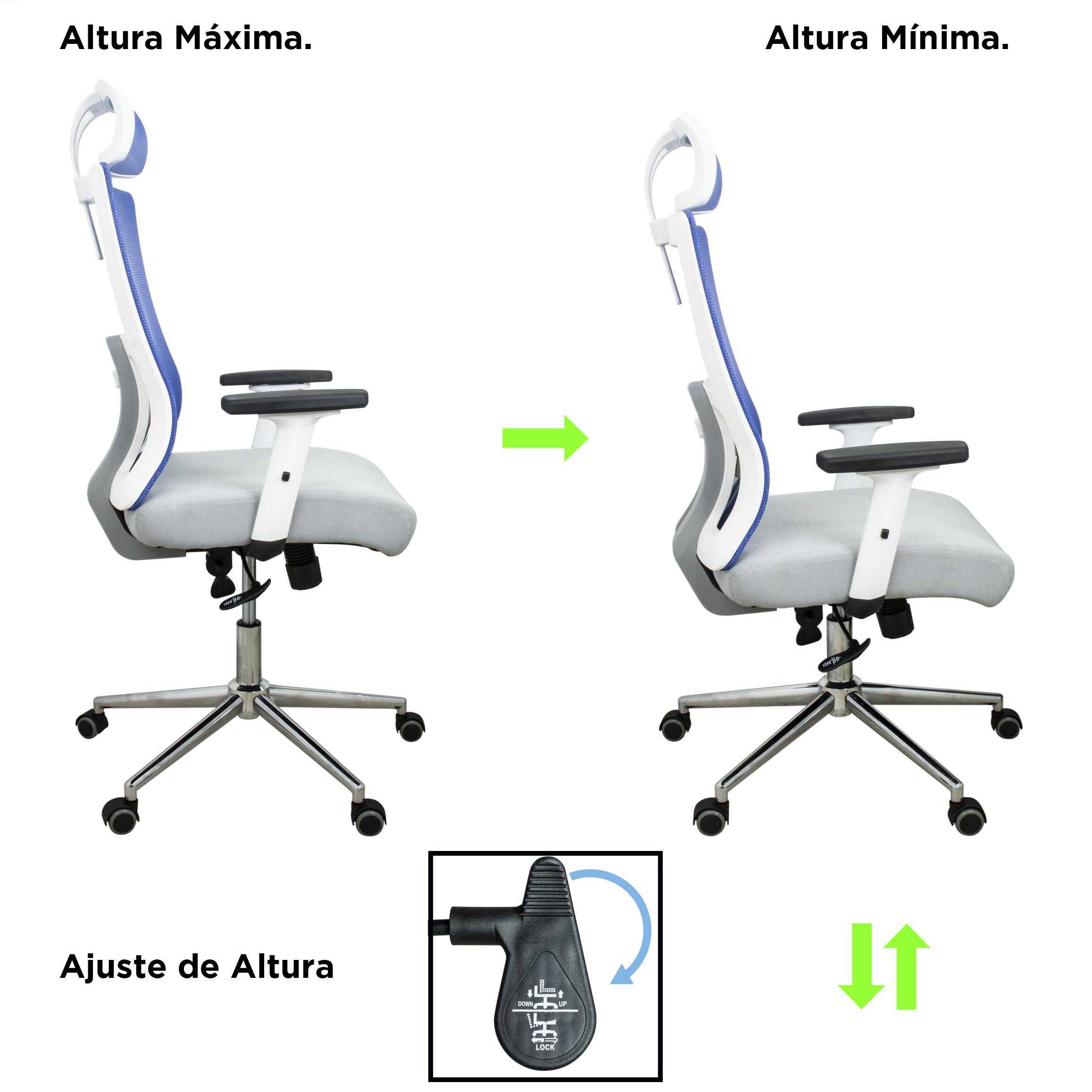 Cadeira De Escritório Presidente Giratória Tela Mesh Azul