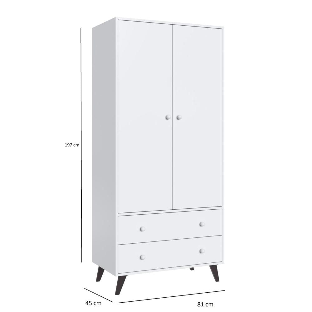 Miniatura Quarto de Bebê Completo Berço com Roupeiro 2 Portas 2 Gavetas Estrela Móveis Percasa Branco