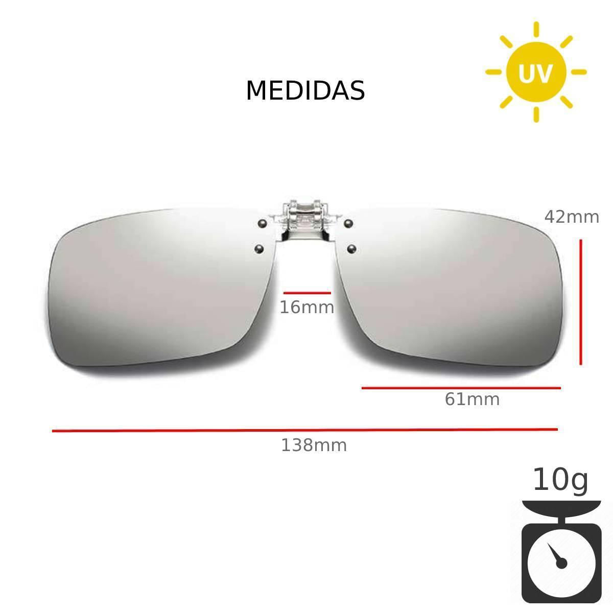 Miniatura Clip On Adicional Sobrepor Oculos Polarizado Dirigir Prata