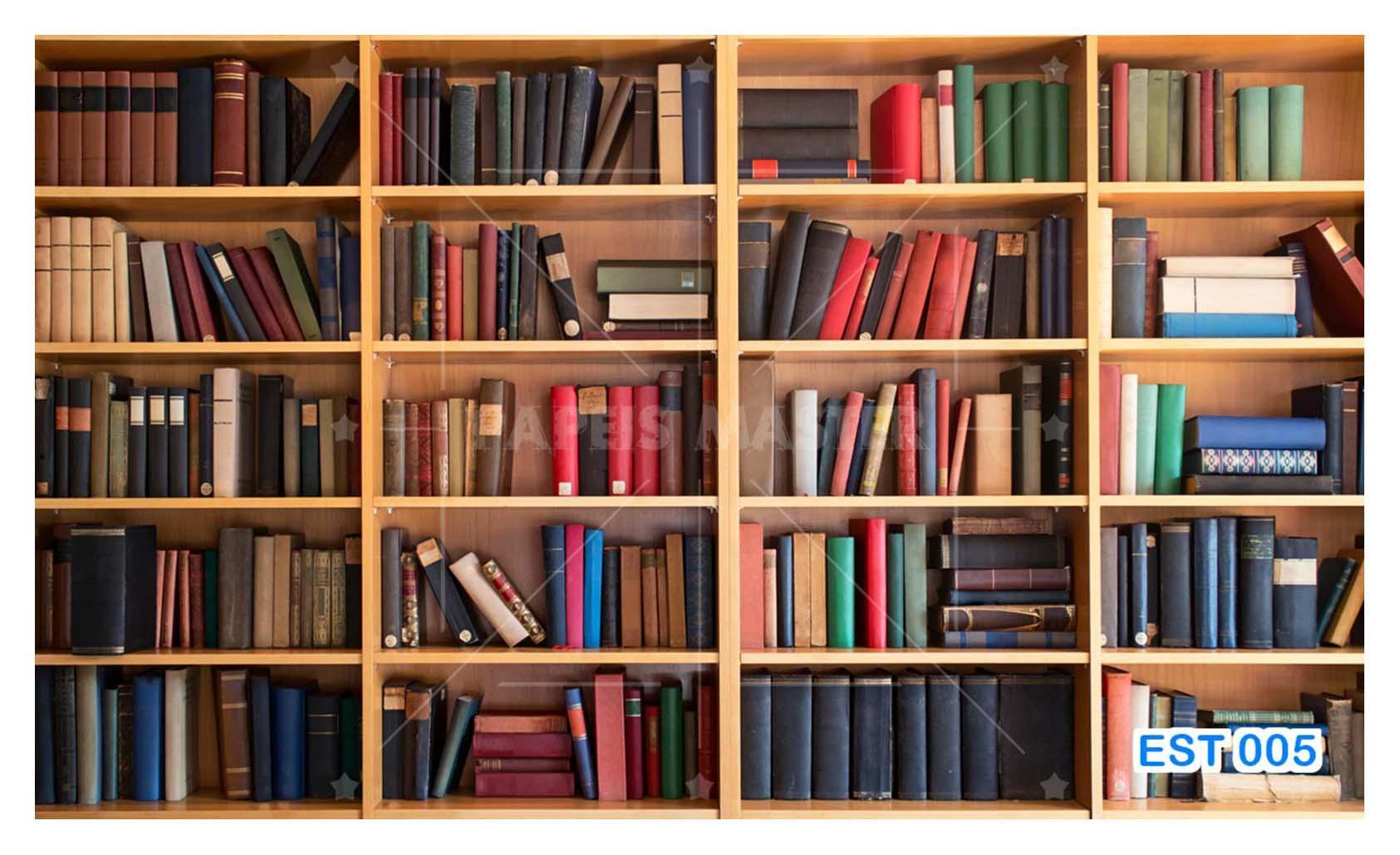Miniatura Papel De Parede 3D Estante De Livros Fundo Vídeo 3,5M Est05