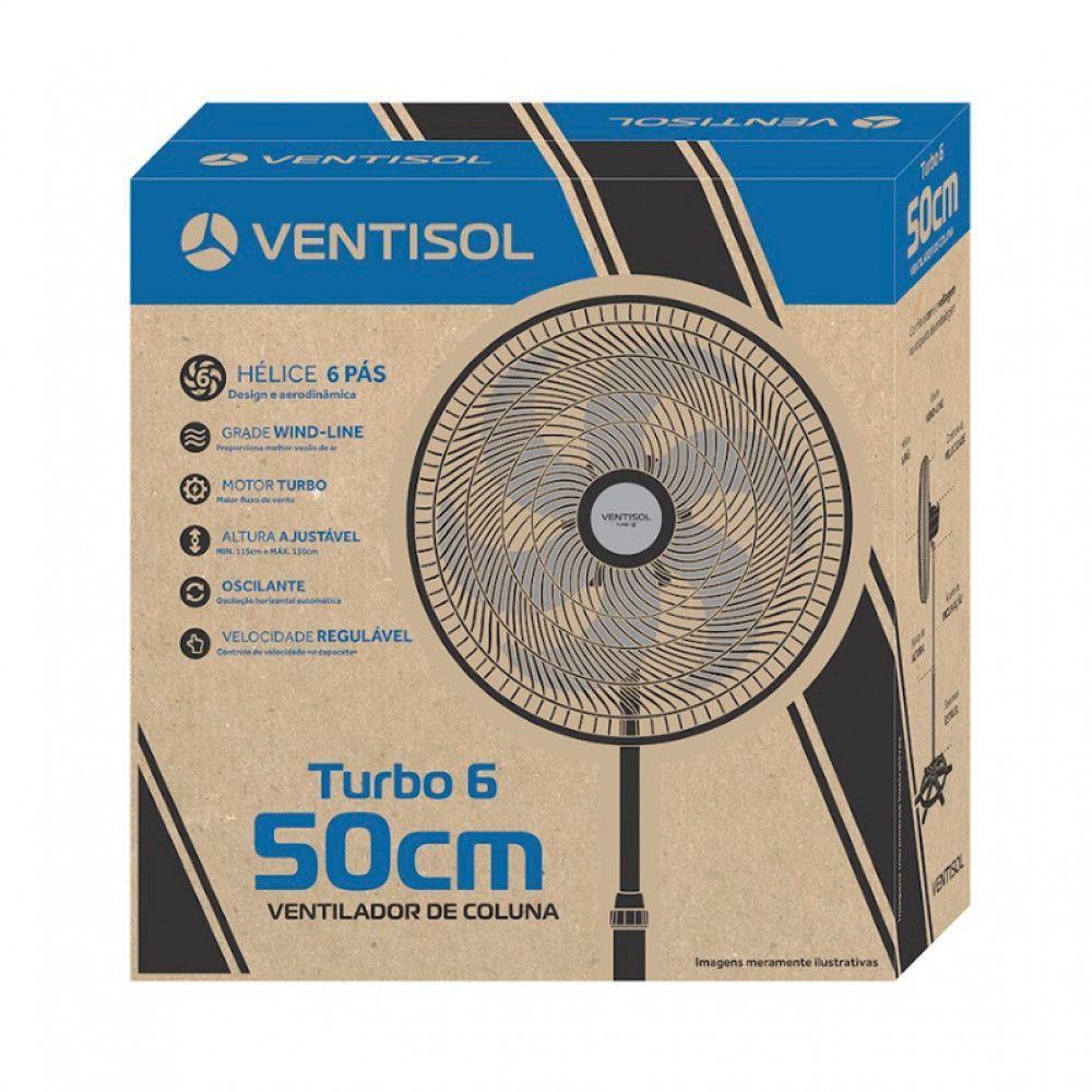 Miniatura Ventilador De Coluna Ventisol Oscilante Turbo 6 Pás 50cm Vermelho 110v