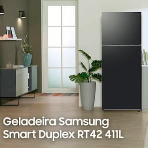 Geladeira Smart Samsung Frost Free Duplex RT42 com SpaceMax e All Around Cooling 411L Bivolt - Black Inox
