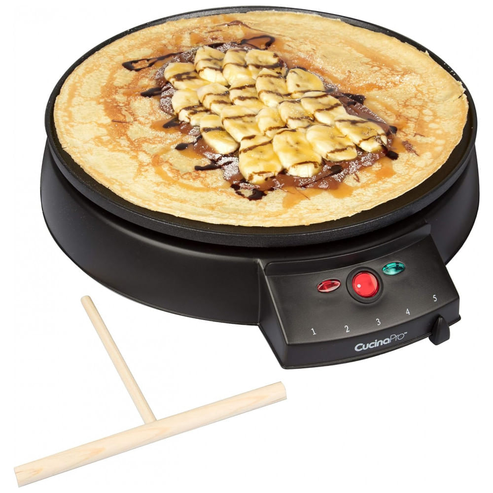 Miniatura Máquina de Crepe Elétrica antiaderente, 1000W, 110v, CUCINAPRO 1448, Rosa