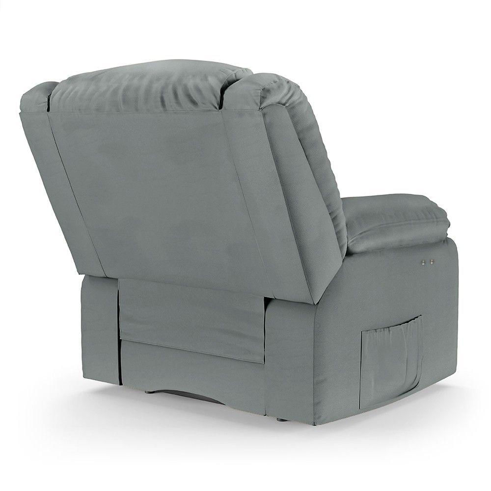Poltrona Do Papai Reclinável Pietra Power Touch Massagem Fh9 Pu Cinza - Mpozenato