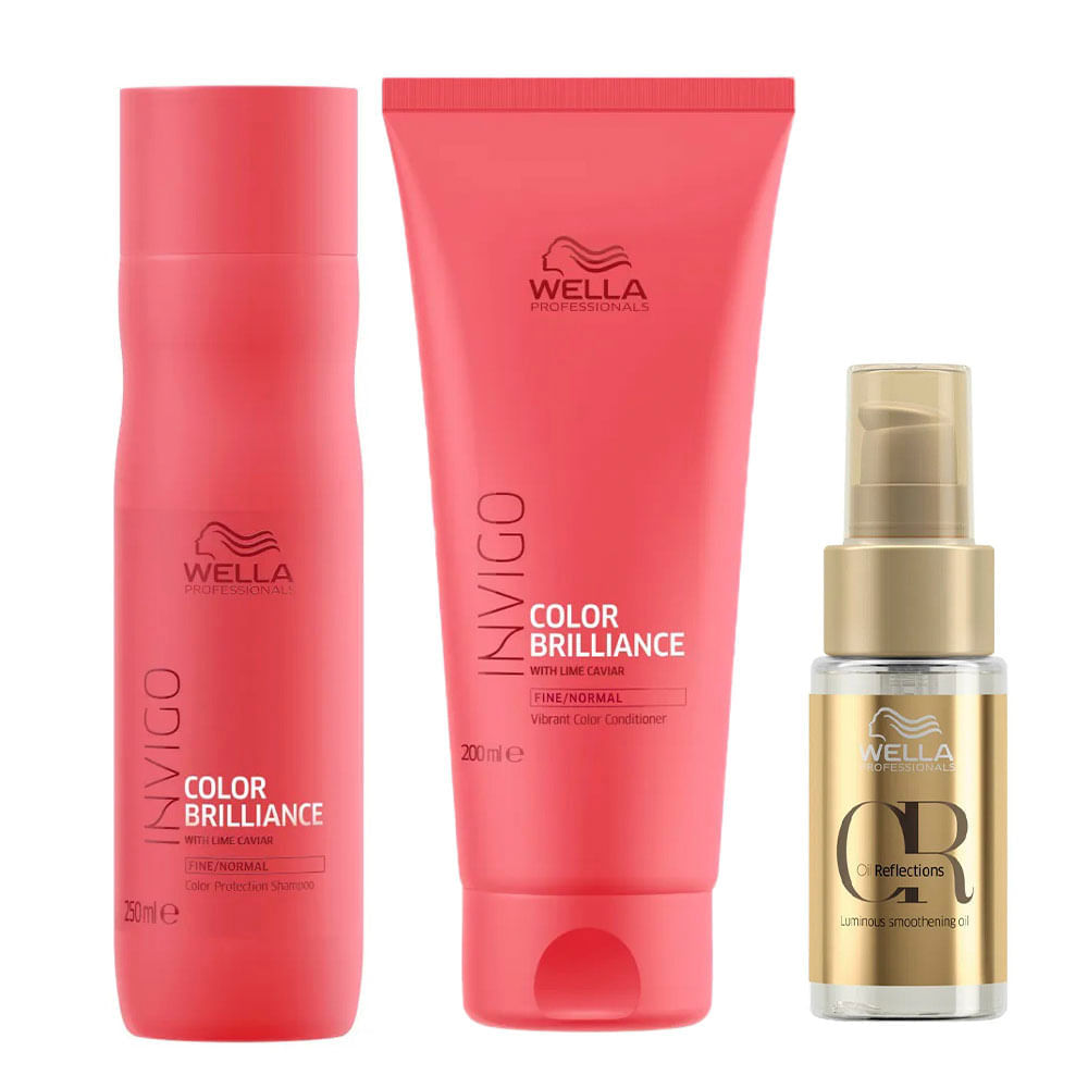 Miniatura Wella Professionals Invigo Color Brilliance Kit – Shampoo + Condicionador + Óleo Smoothening Kit