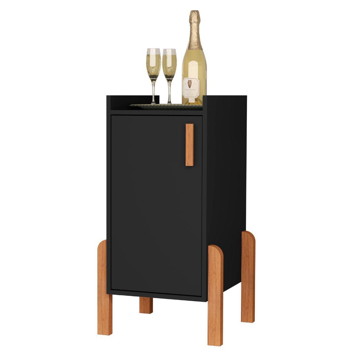 Miniatura Armário Balcão Barzinho Pé Madeira Preto