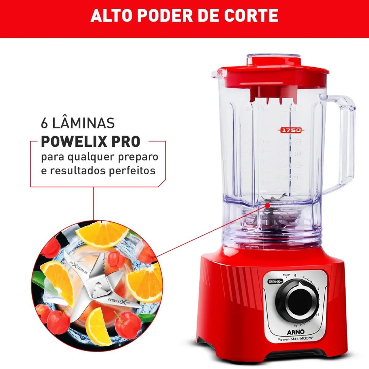 Miniatura Liquidificador Arno Power Max 5 Vel. 1400W 6 Lâminas 220V