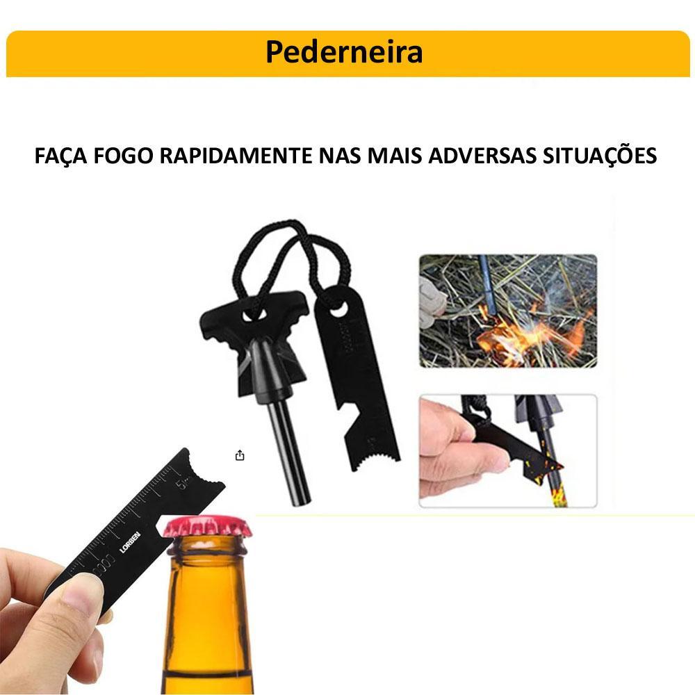 Miniatura Kit Sobrevivência Emergência Camping Trilha Canivete Pesca
