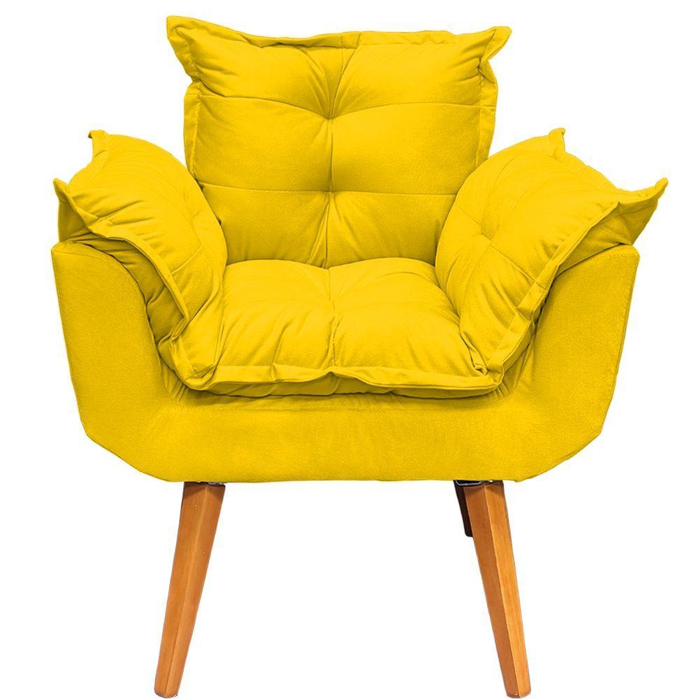 Miniatura Poltrona Decorativa Alice Pé Trapézio 30cm Castanho - Amarelo Suede