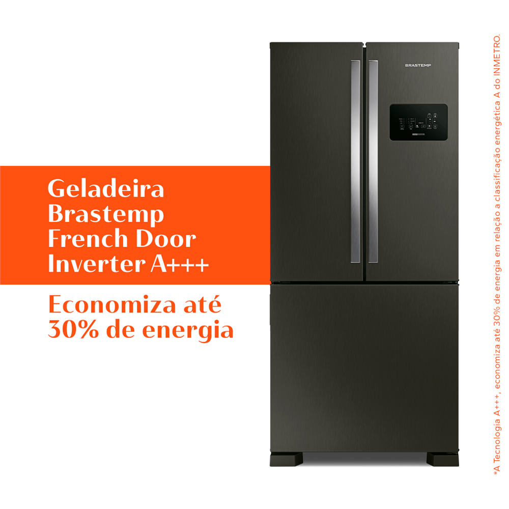 Geladeira Brastemp Frost Free French Door A+++ 554 litros cor Black Inox - BRO85AE 110v