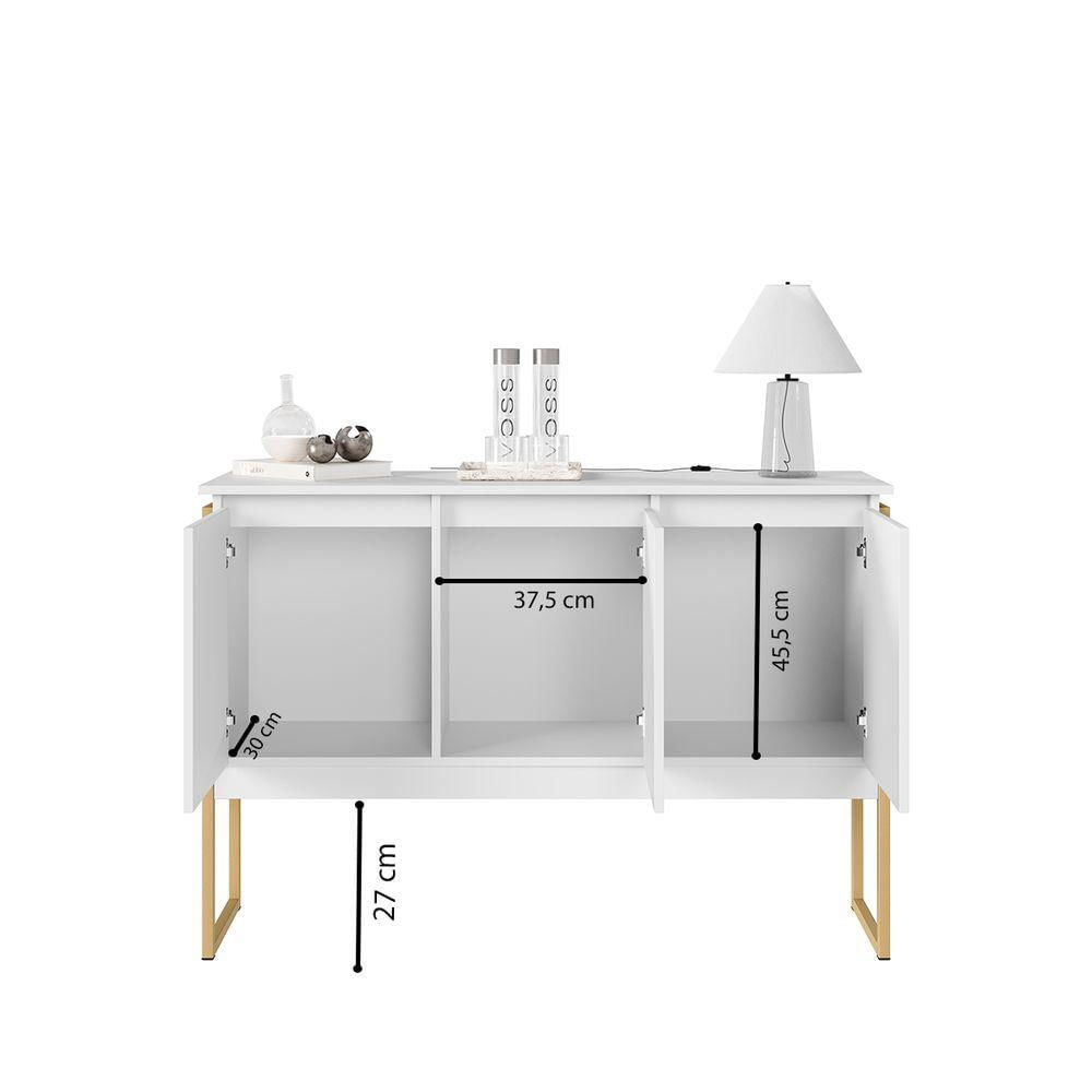 Miniatura Buffet Classico Com 3 Portas Veneza Branco Dourado