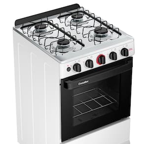 Miniatura Fogão de Piso a Gás Esmaltec 4 Bocas Ideal Super Mesa Inox e Forno Limpa Fácil 50L - Branco