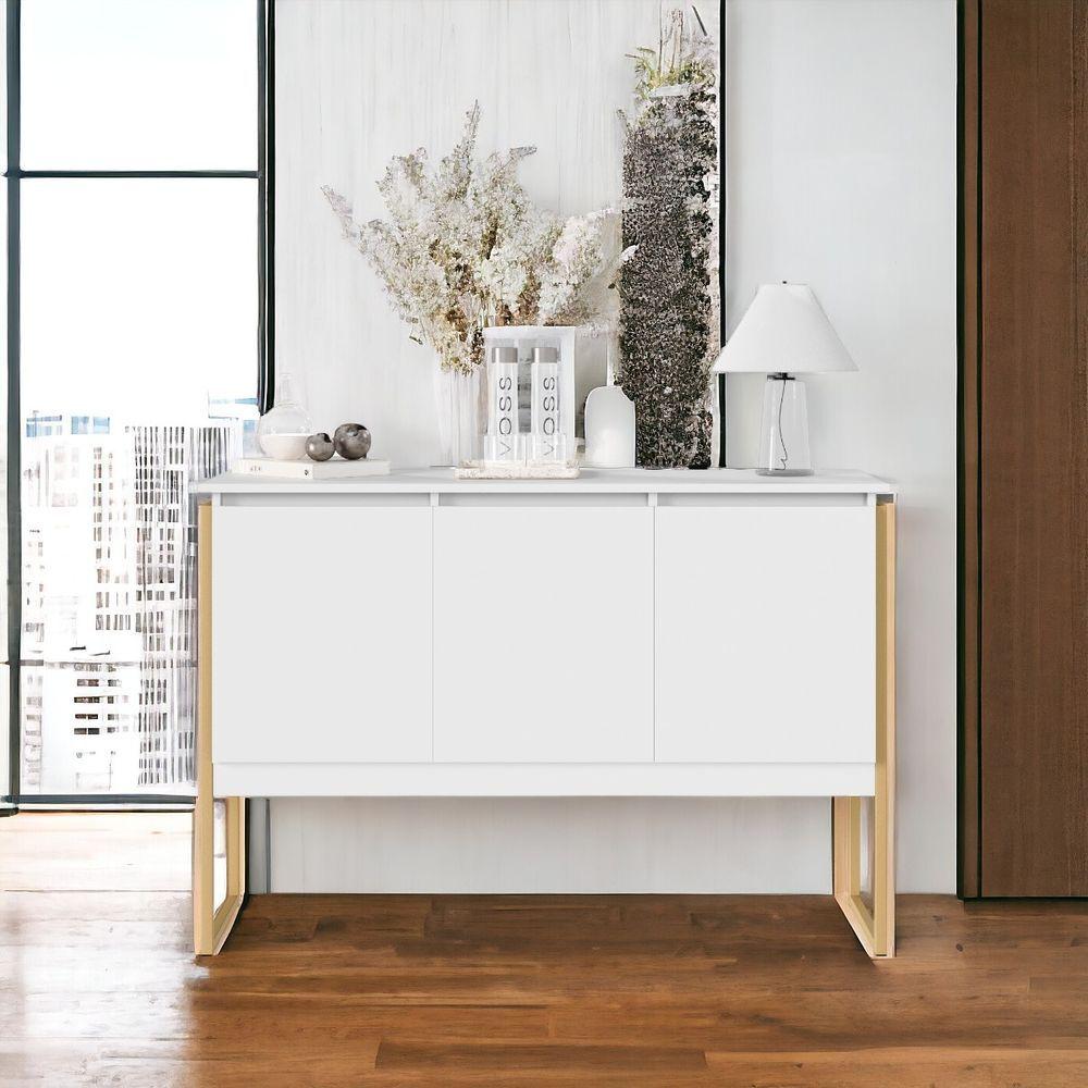 Miniatura Buffet Classico Com 3 Portas Veneza Branco Dourado