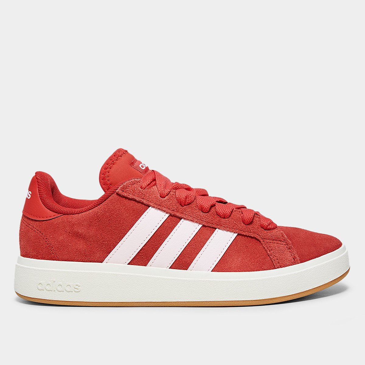 Miniatura Tênis Adidas Grand Court Base Suede Feminino Vermelho+Branco - 34