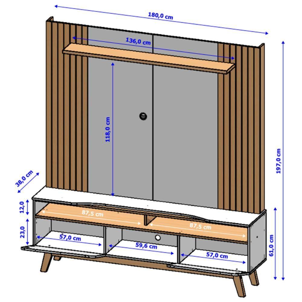 Miniatura Home Estante Rack Atalaia Para Tv Até 75 Polegadas Cinamomo/Off White