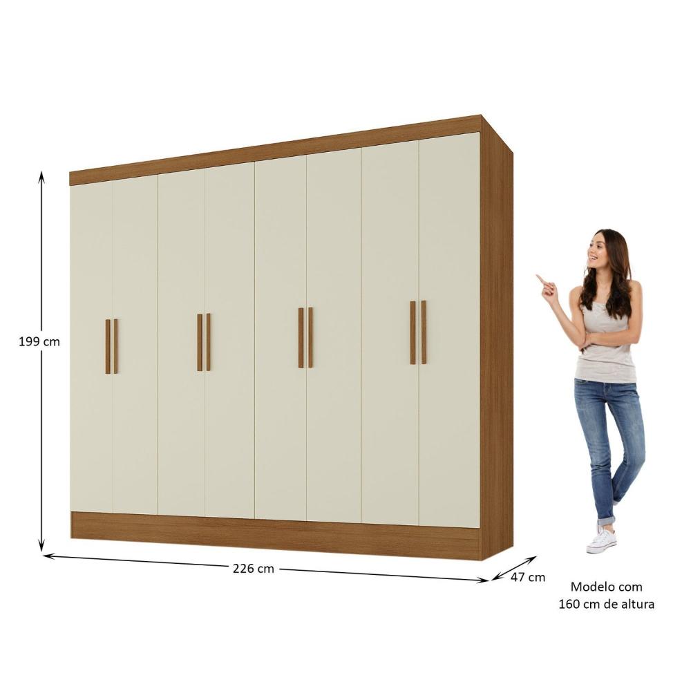 Miniatura Guarda Roupa Casal 8 Portas 4 Gavetas Jatobá Yescasa Cinamomo/Off White