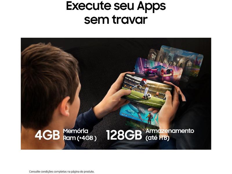 Smartphone Samsung Galaxy A06 128GB 4GB RAM Verde Claro 6,7" Câm. Dupla + Selfie 8MP