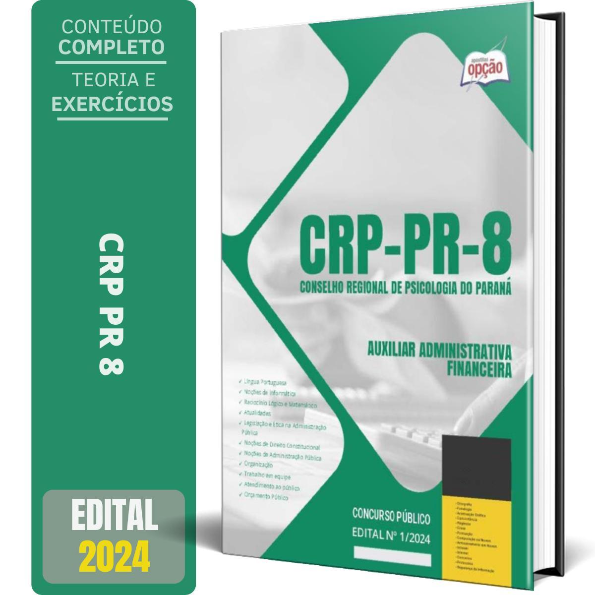 Miniatura Apostila Crp Pr 2024 - Auxiliar Administrativa/Financeira