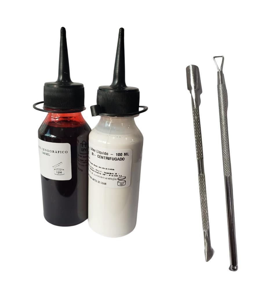 Kit Maquiagem Artística Latex + Sangue Falso+ + Massa Slug