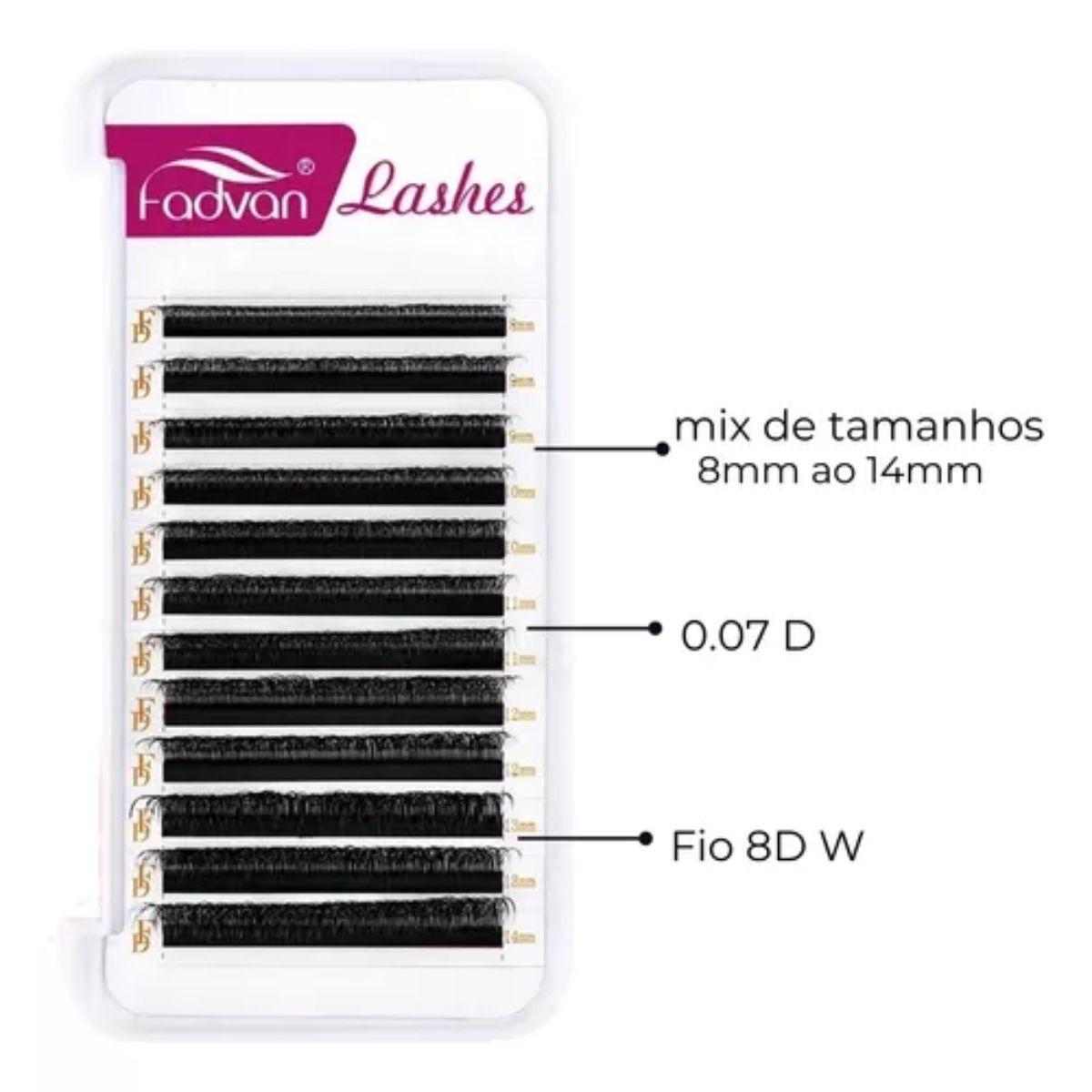 Miniatura Cílios Fadvan 8D-W Mix Volume Egípcio 8-14Mm Preto 0.07D